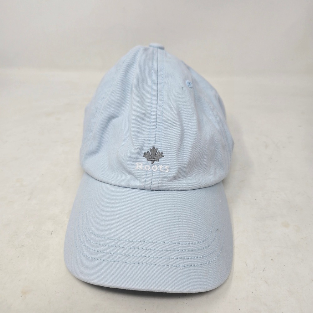Roots Light Blue Maple Leaf Logo Baseball Cap Adjustable Cotton Hat 52cm